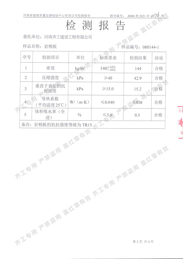 岩棉板检测报告