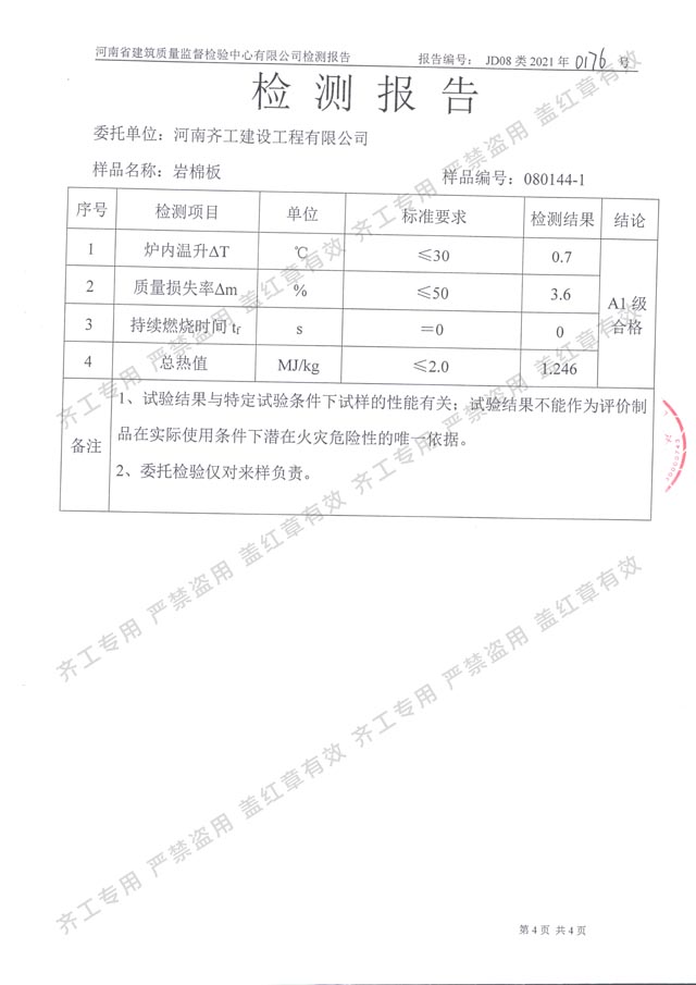 岩棉板检测报告